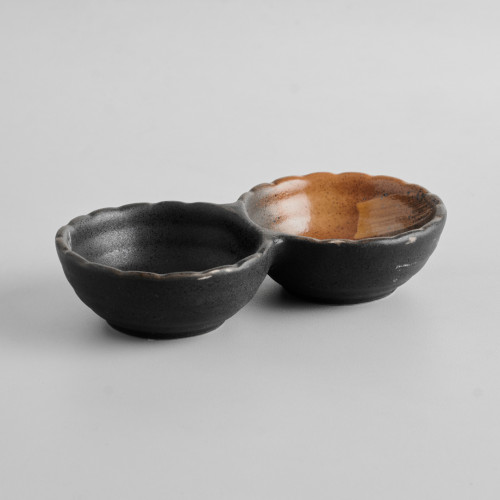 Dark Brown Fusion Double Sauce Dish