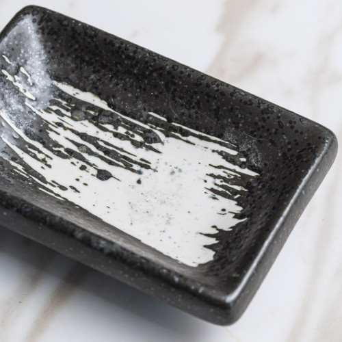 Vanity Black Sauce Dish Rectangular 9 x 6cm 3