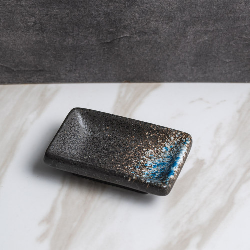 Luster Blue Sauce Dish Rectangular 9 x 6cm 3