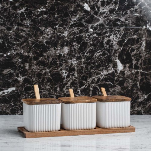 Minimalist Condiment Container Set White
