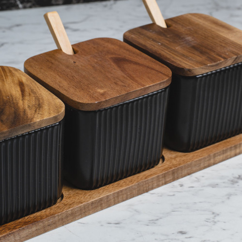 Minimalist Condiment Container Set Black 5