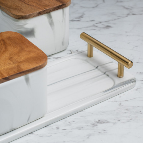Marble Art Square Condiment Container Set 2