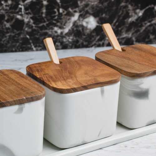 Marble Art Square Condiment Container Set 3