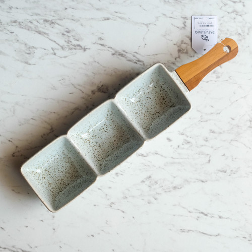 Pastel Blue Split Platter 3-Sides 15"