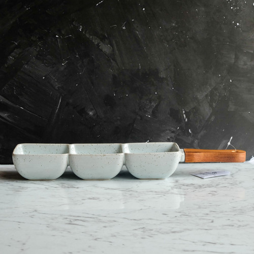 Pastel Blue Split Platter 3-Sides 15" 3