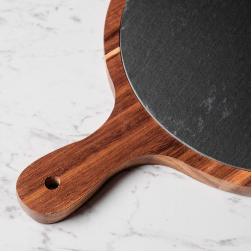 Stone and Wood Combination Platter Round 10" 2