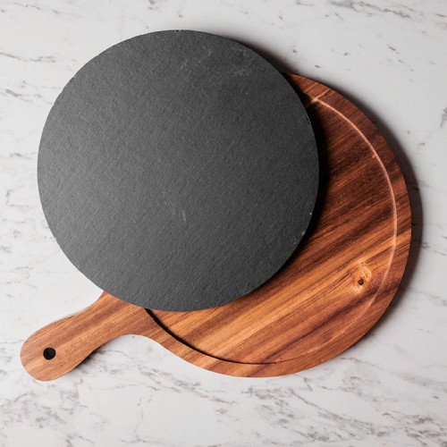 Stone and Wood Combination Platter Round 10" 3