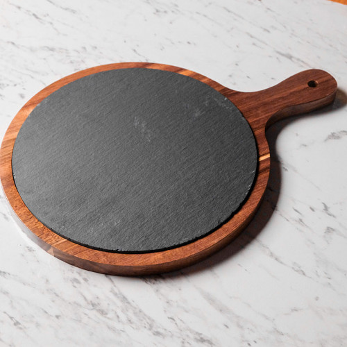Stone and Wood Combination Platter Round 10" 4
