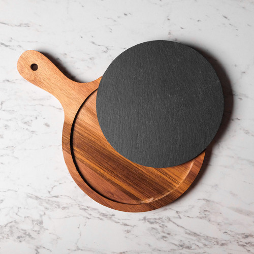 Stone and Wood Combination Platter Round 8" 3