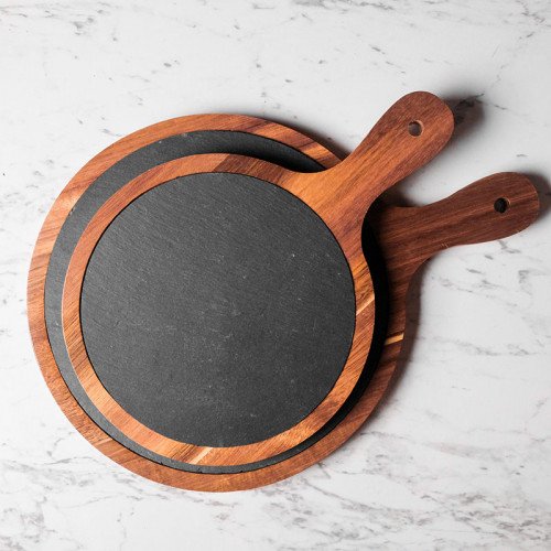 Stone and Wood Combination Platter Round 8" 4