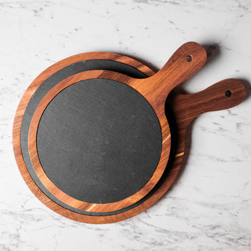 Stone and Wood Combination Platter Round 8" 4