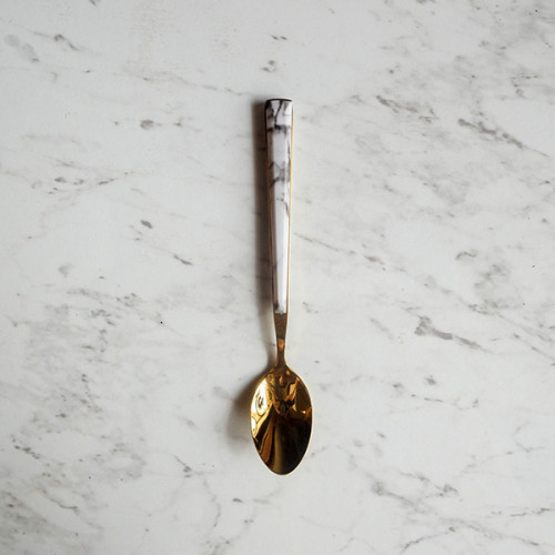 White Marble Gold Tea Spoon